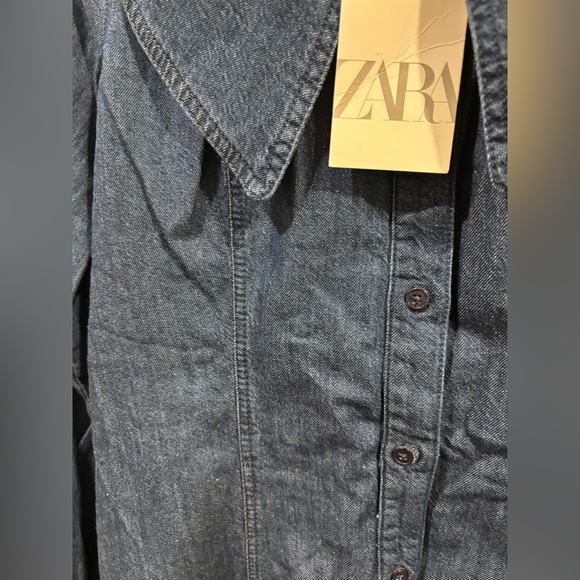 Zara Blue Buttoned Mini Dress with Sailor Collar - Picture 6 of 10